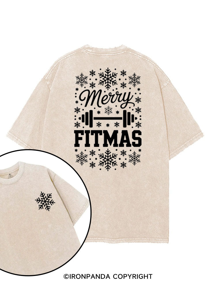 MERRY FITMAS MERRY CHRISTMAS printed Gym Shirt