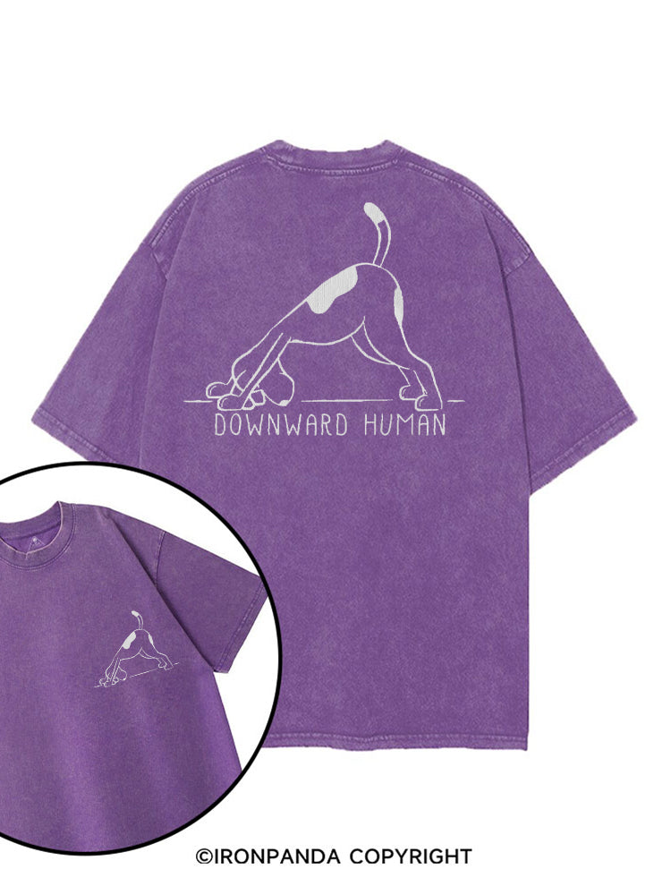Downward Human Cute Dog printed Gym Shirt