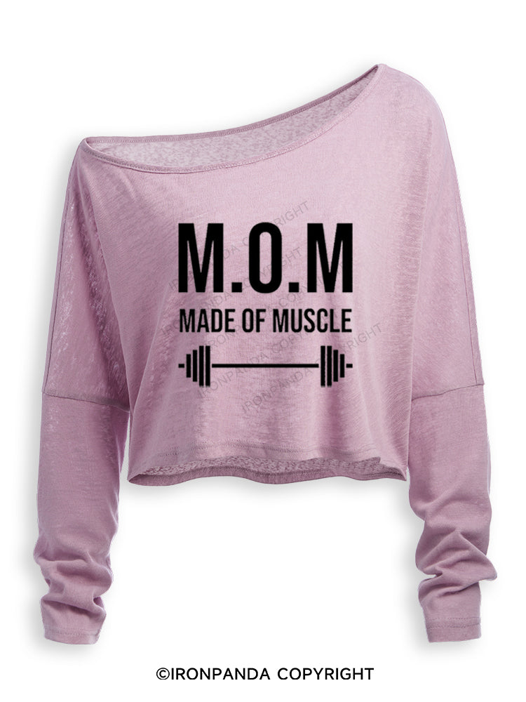 M.O.M MADE OF MUSCLE Off Shoulder Long Sleeve Crop Top