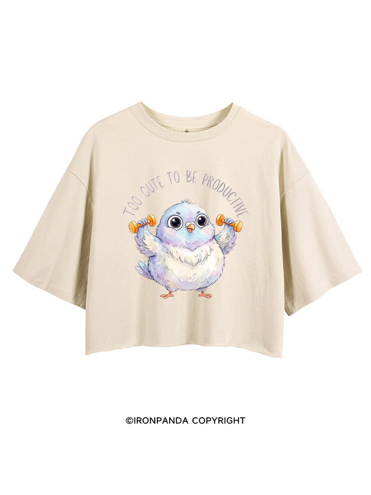 TOO CUTE TO BE PRODUCTIVE WORKOUT PIGEON CROP TOPS