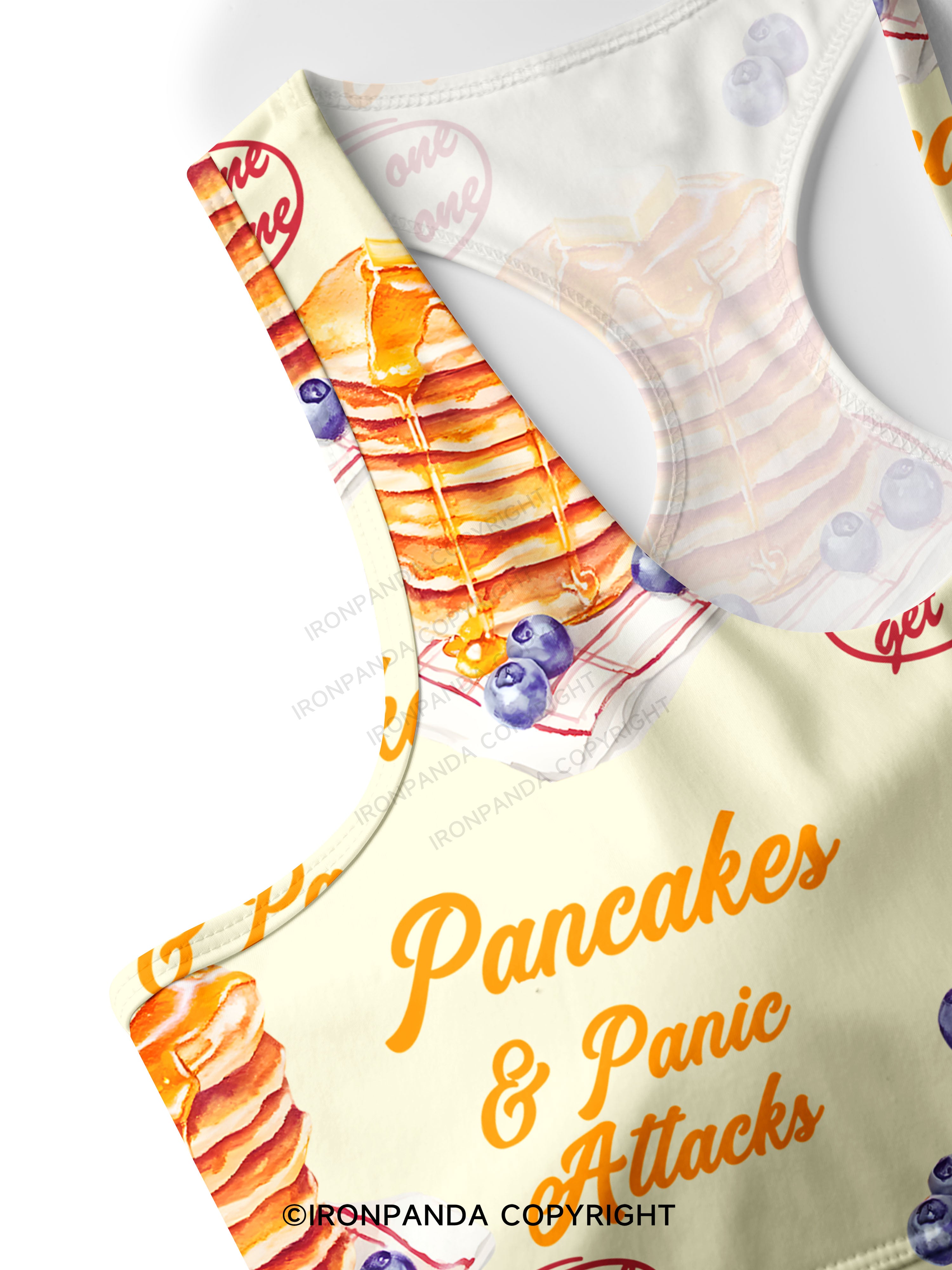Pancakes & Panic Attacks Racerback Sports Bra