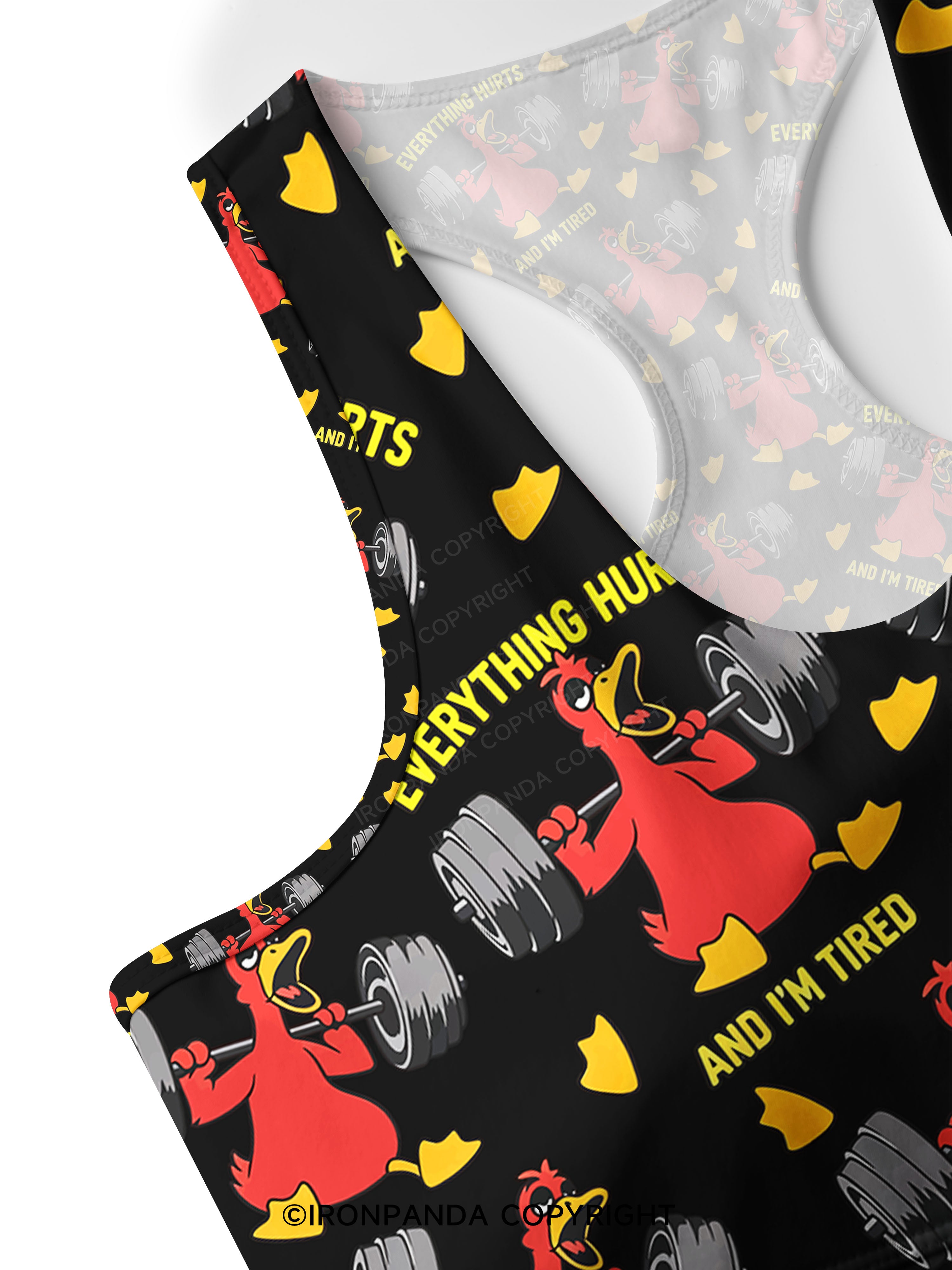Everthing Hurts And I'm Tired Weightlifting Duck Racerback Sports Bra