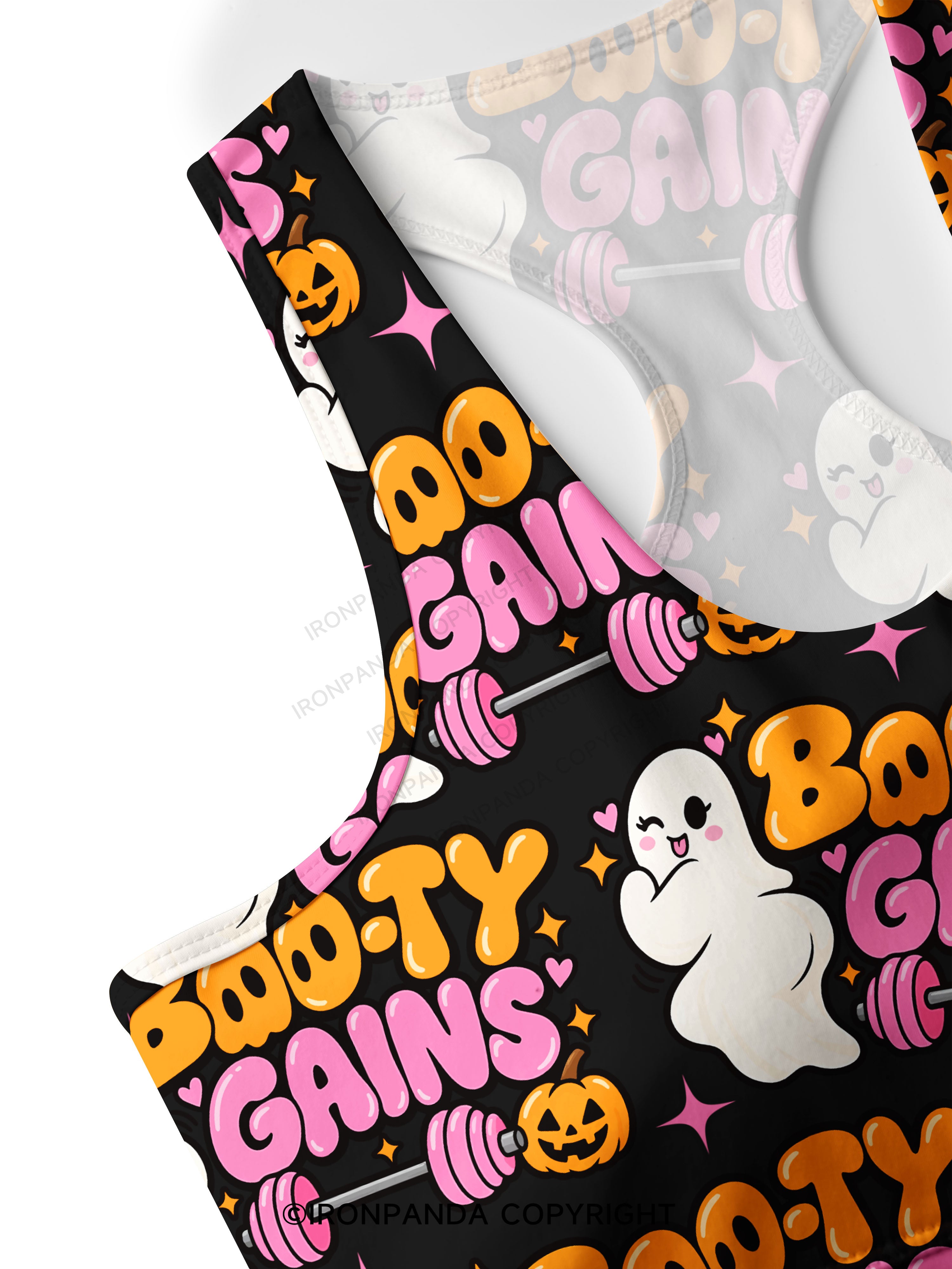 BOO-TY GAINS CUTE GHOST Racerback Sports Bra