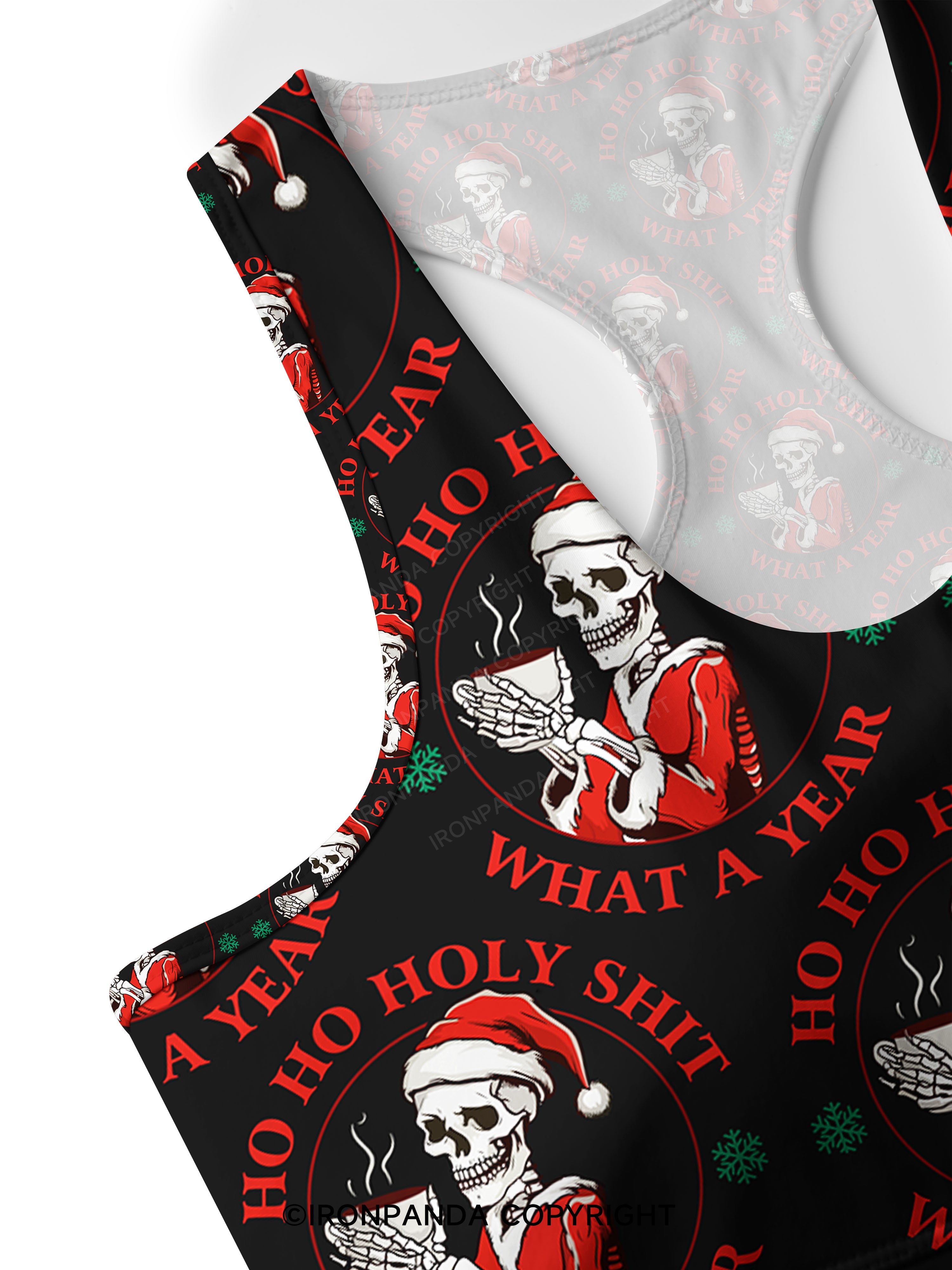 HOHOHO HOLLY SHIT WHAT A YEAR Racerback Sports Bra