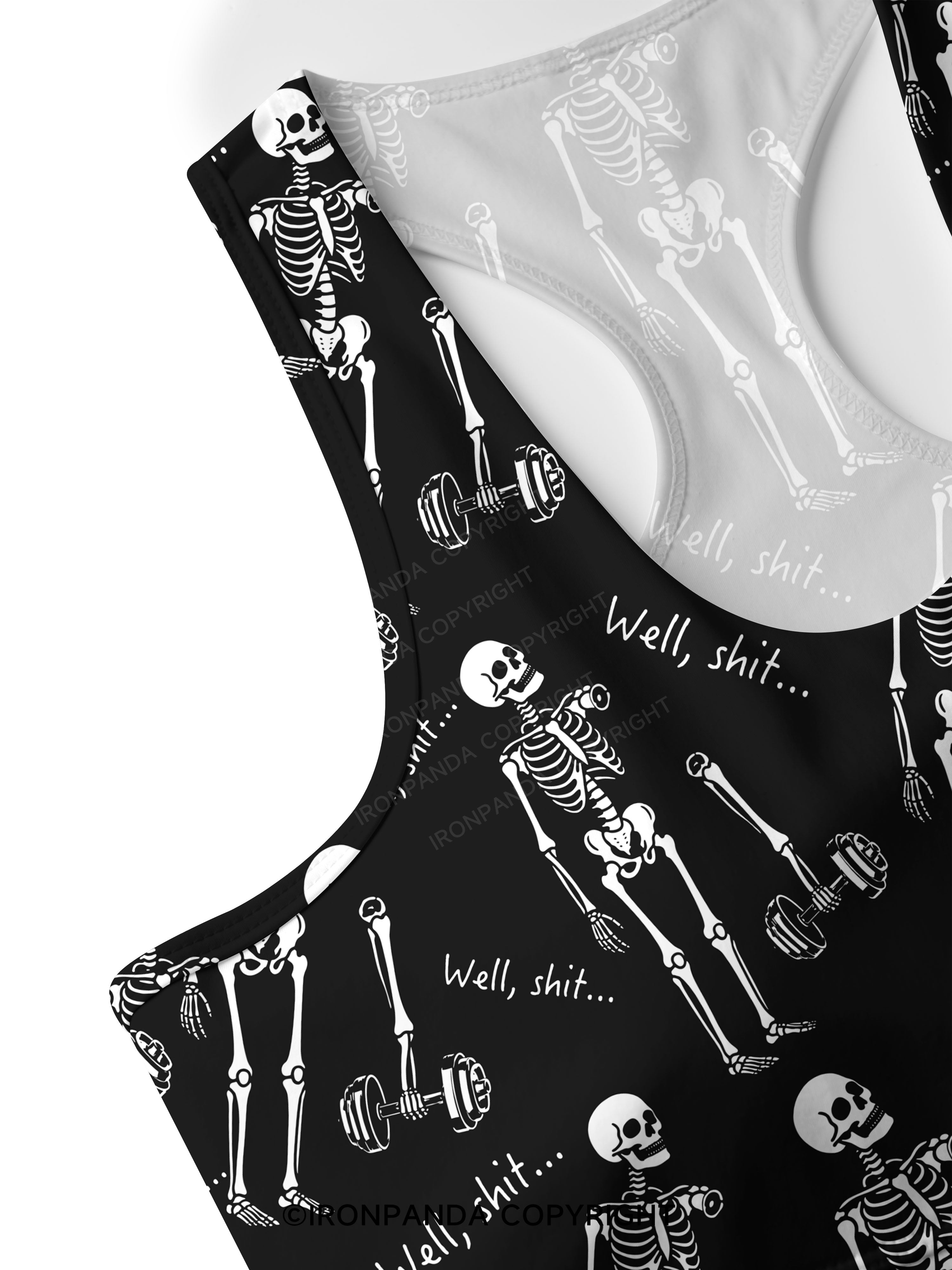 Well Shit Funny Skeleton Racerback Sports Bra