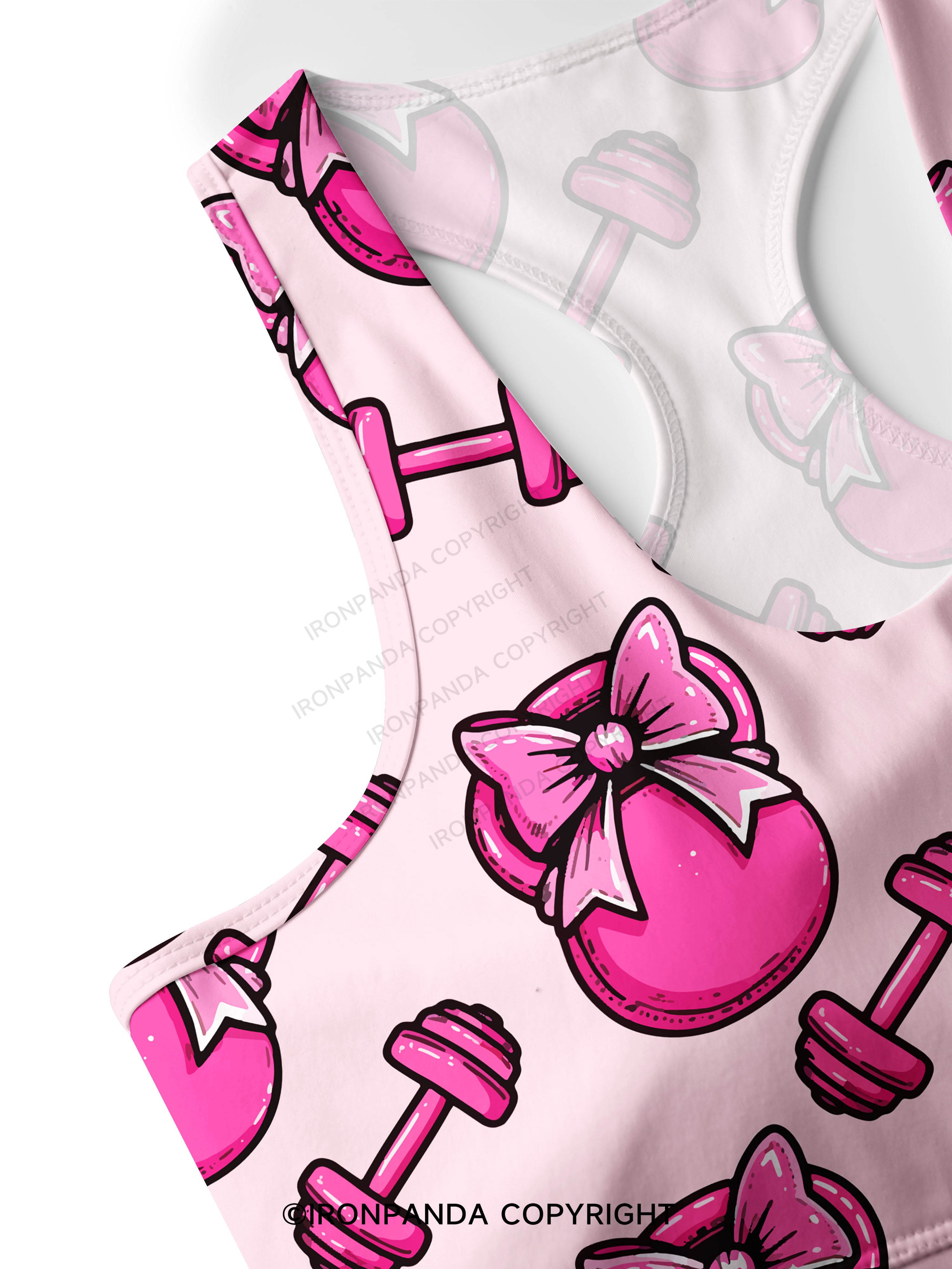 Pink Bow Gym Racerback Sports Bra