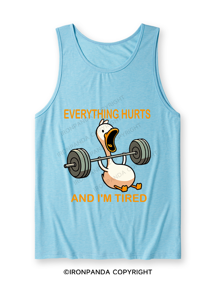 EVERYTHING HURTS AND I'M TIRED DUCK Ultra Soft Heather Tank