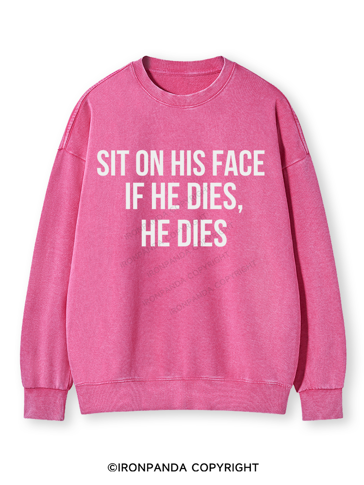 SIT ON HIS FACE. IF HE DIES, HE DIES Washed Sweatshirt