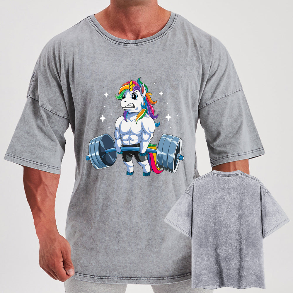 Weightlifting Unicorn Washed Gym Shirt