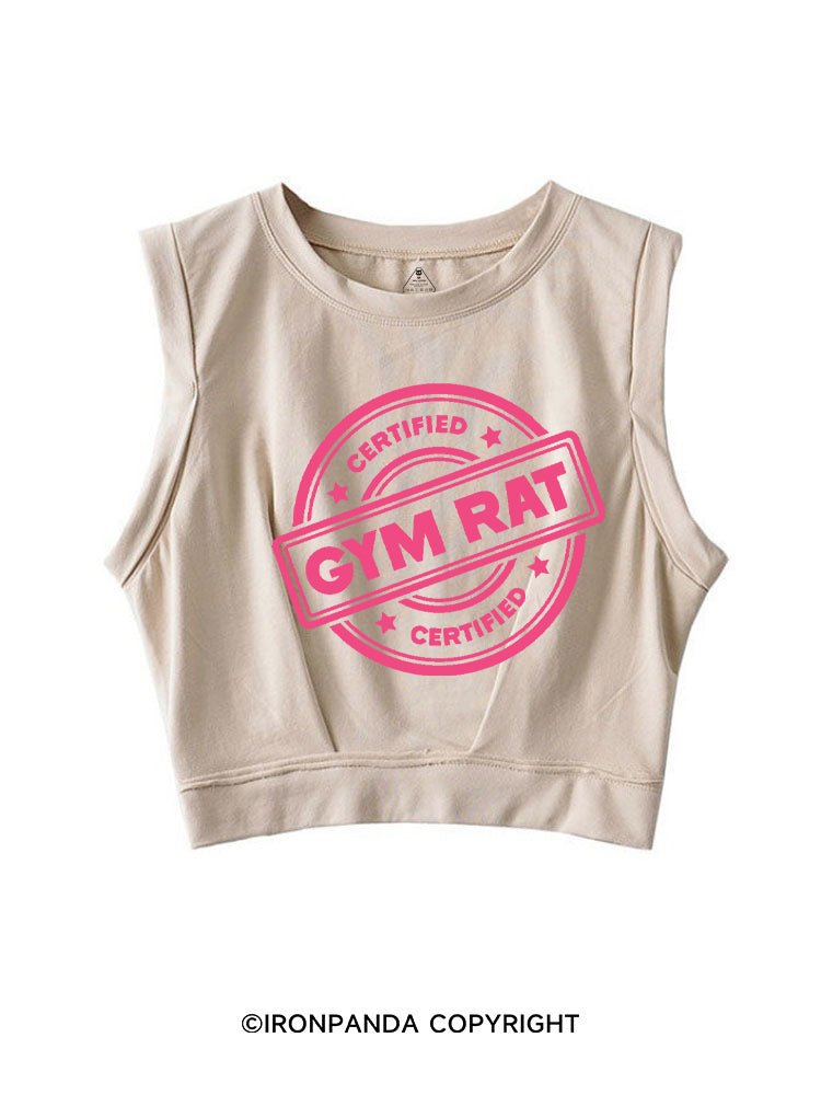 CERTIFIED GYM RAT WORKOUT SLEEVELESS CROP TOPS