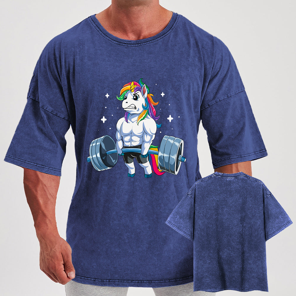 Weightlifting Unicorn Washed Gym Shirt