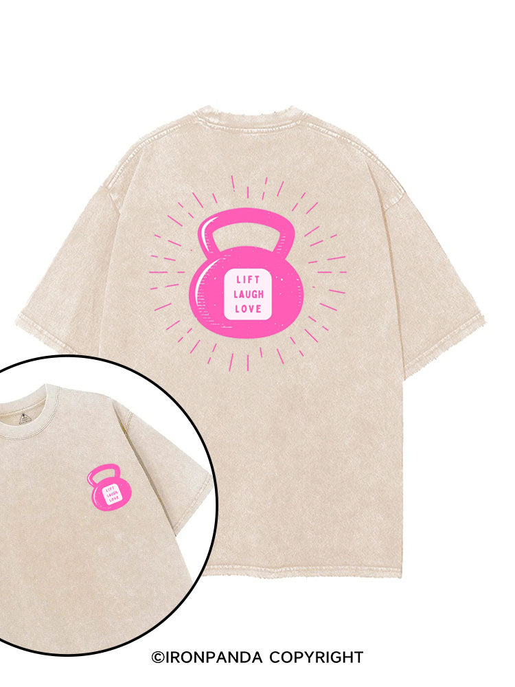 LIFT LAUGH LOVE GYM KETTLEBELL printed Gym Shirt