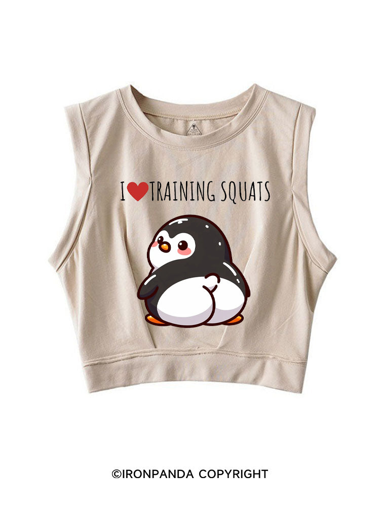 I ❤ TRAINING SQUATS PENGUIN SLEEVELESS CROP TOPS
