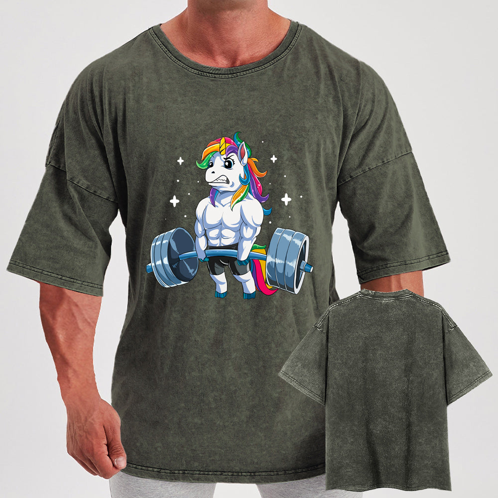 Weightlifting Unicorn Washed Gym Shirt