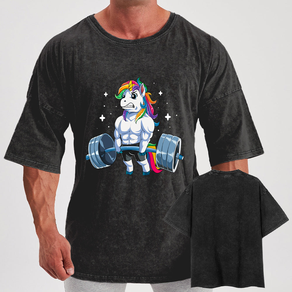 Weightlifting Unicorn Washed Gym Shirt