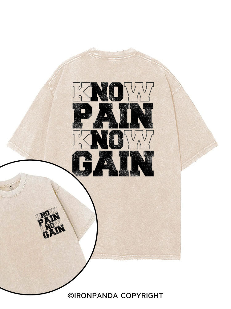 KNOW PAIN KNOW GAIN printed Gym Shirt