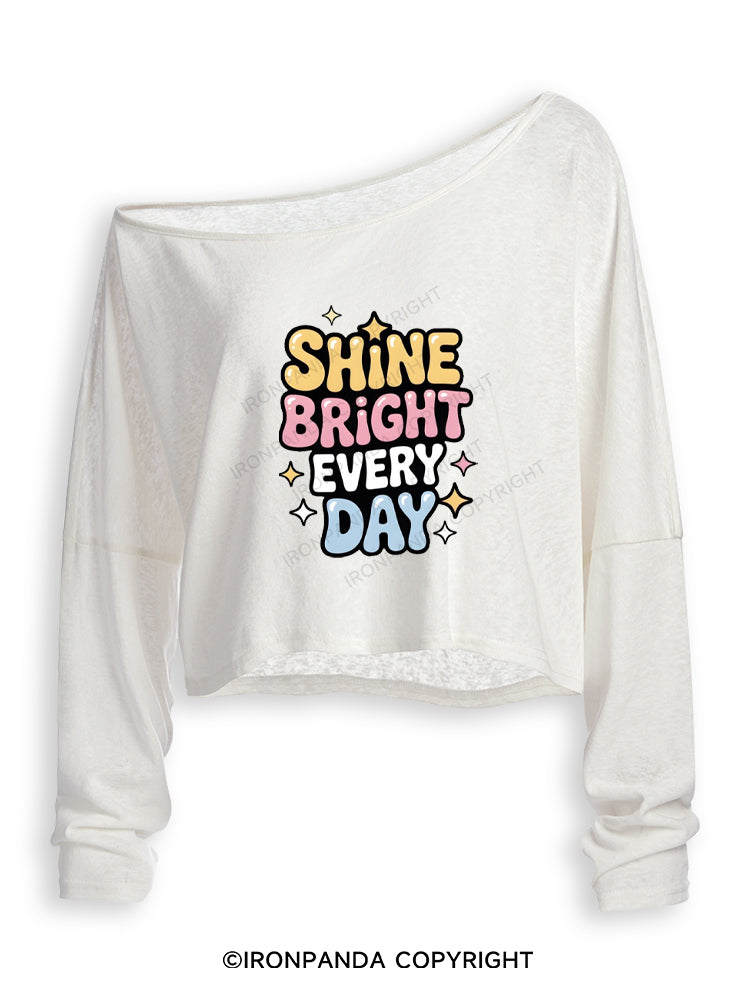 SHINE BRIGHT EVERY DAY Off Shoulder Long Sleeve Crop Top