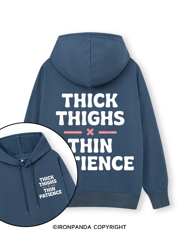 THICK THIGHS × THIN PATIENCE Double-Sided Printed Classic Gym Hoodie