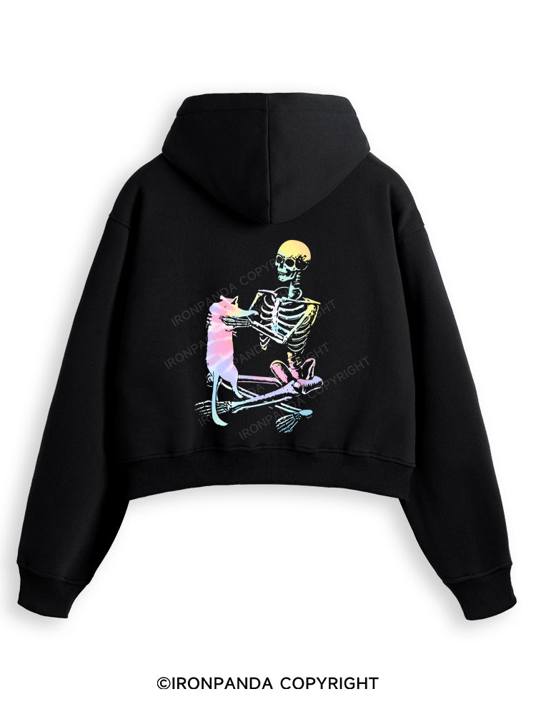 LIFT HEAVY. PET CATS Fleece Crop Zip Up Hoodie