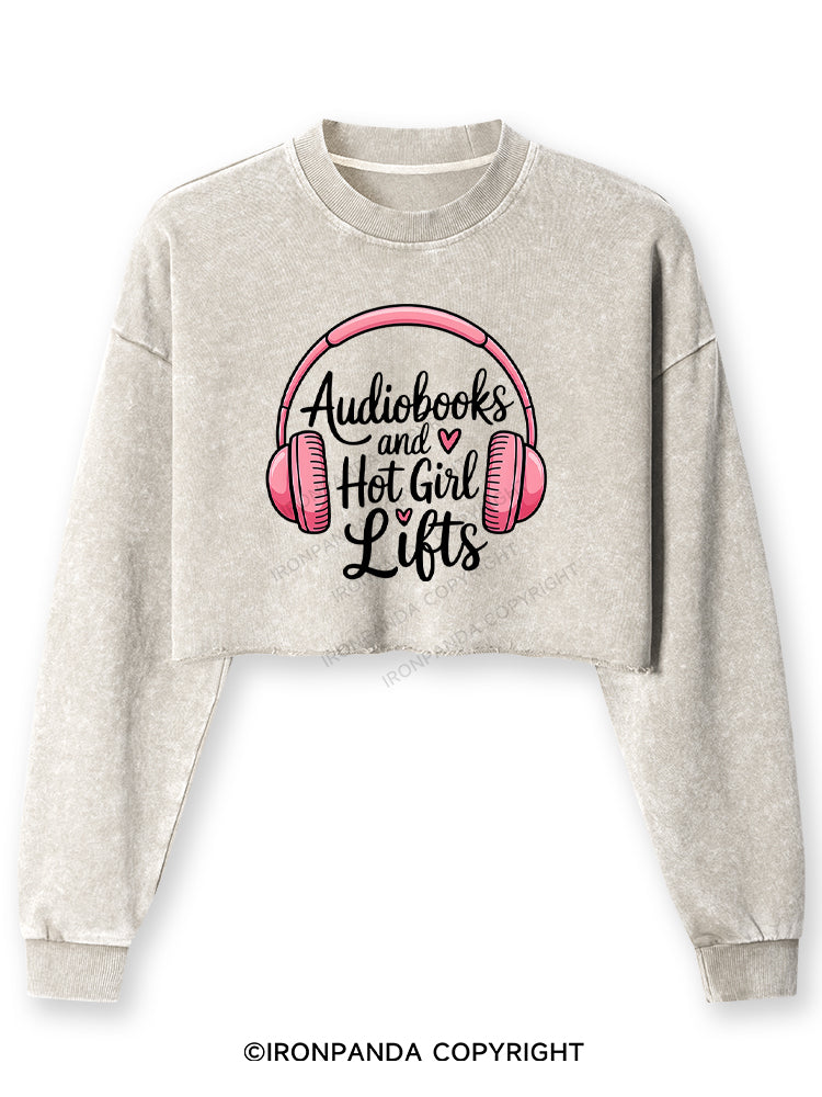 AUDIOBOOKS AND HOT GIRL LIFTS Washed Long-Sleeve Crop Top