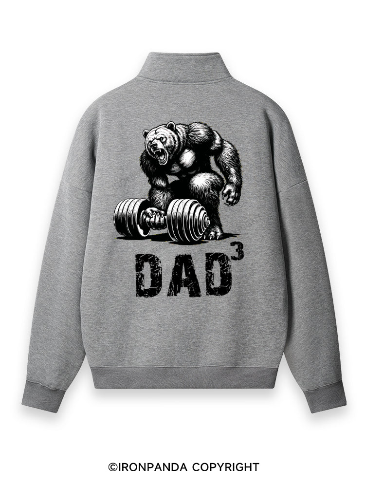 Dad Bear Back Printed Quarter-Zip Fleece Sweatshirt