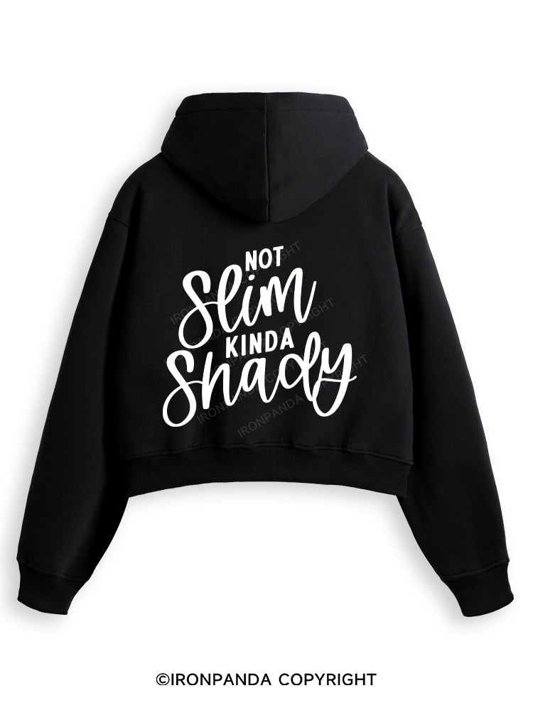 NOT SLIM KINDA SHADY Fleece Crop Zip Up Hoodie