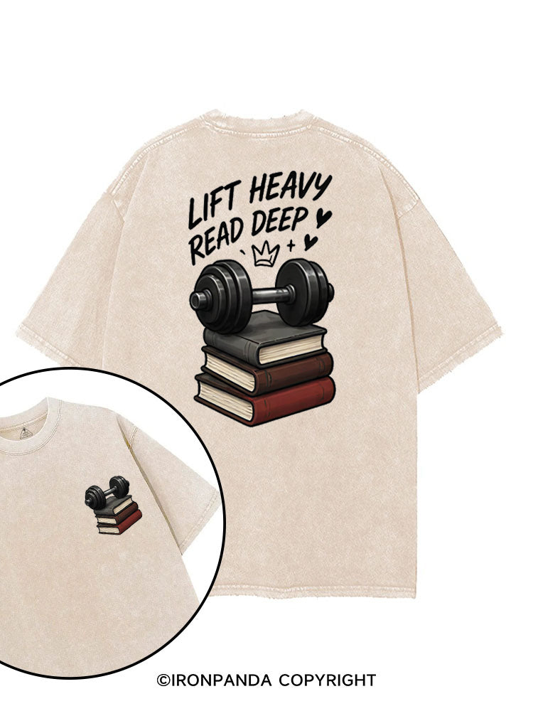LIFT HEAVY READ DEEP printed Gym Shirt