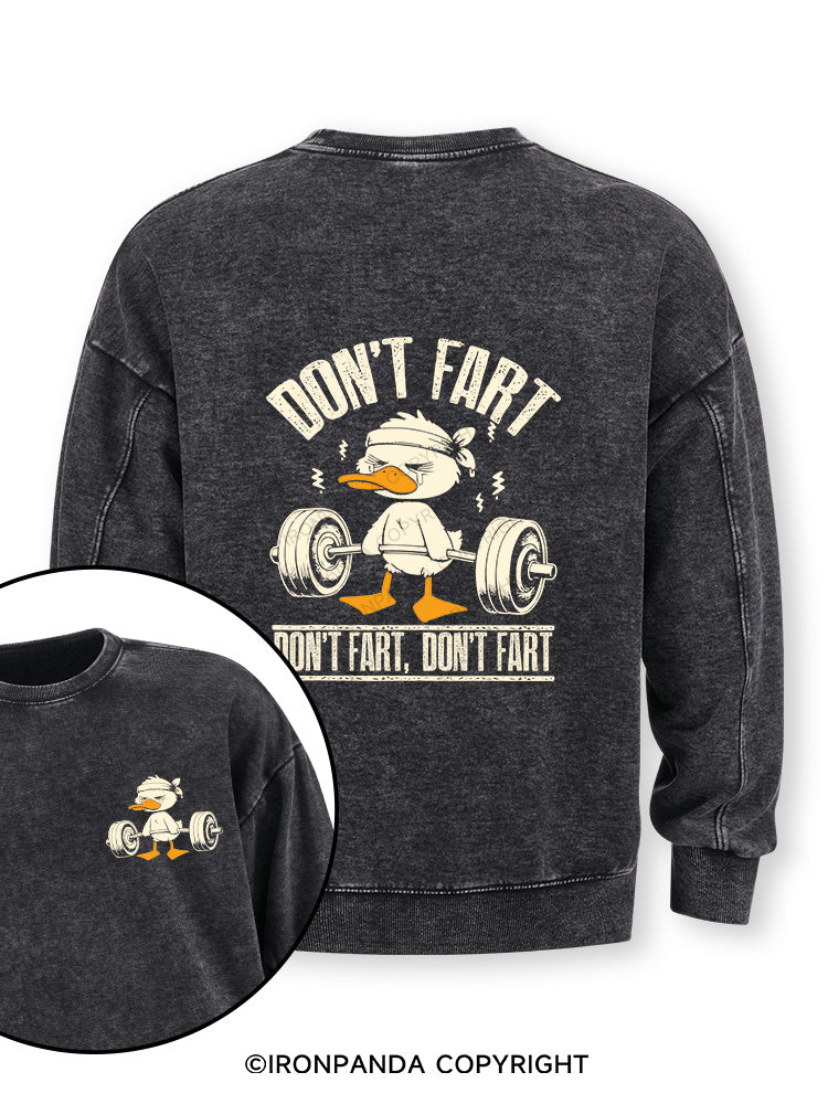 Don't Fart Duck Double-Sided Printed Washed Sweatshirt