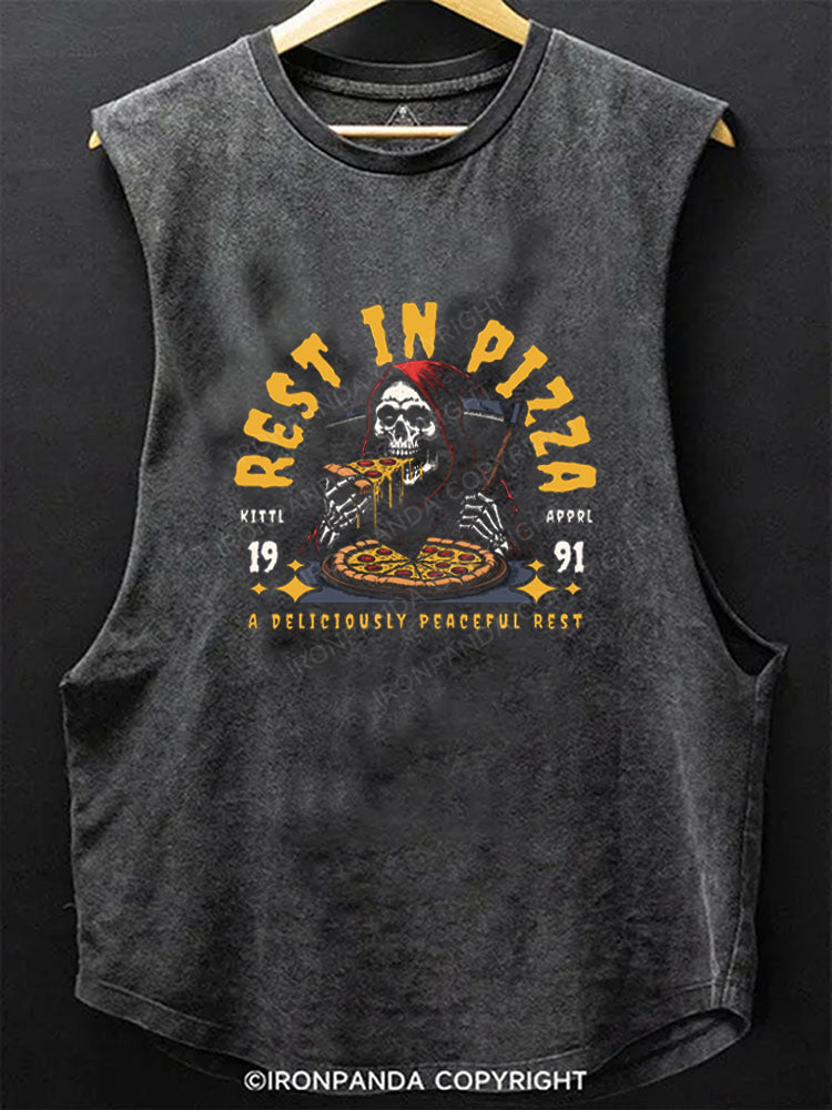 REST IN PIZZA Scoop Bottom Cotton Tank