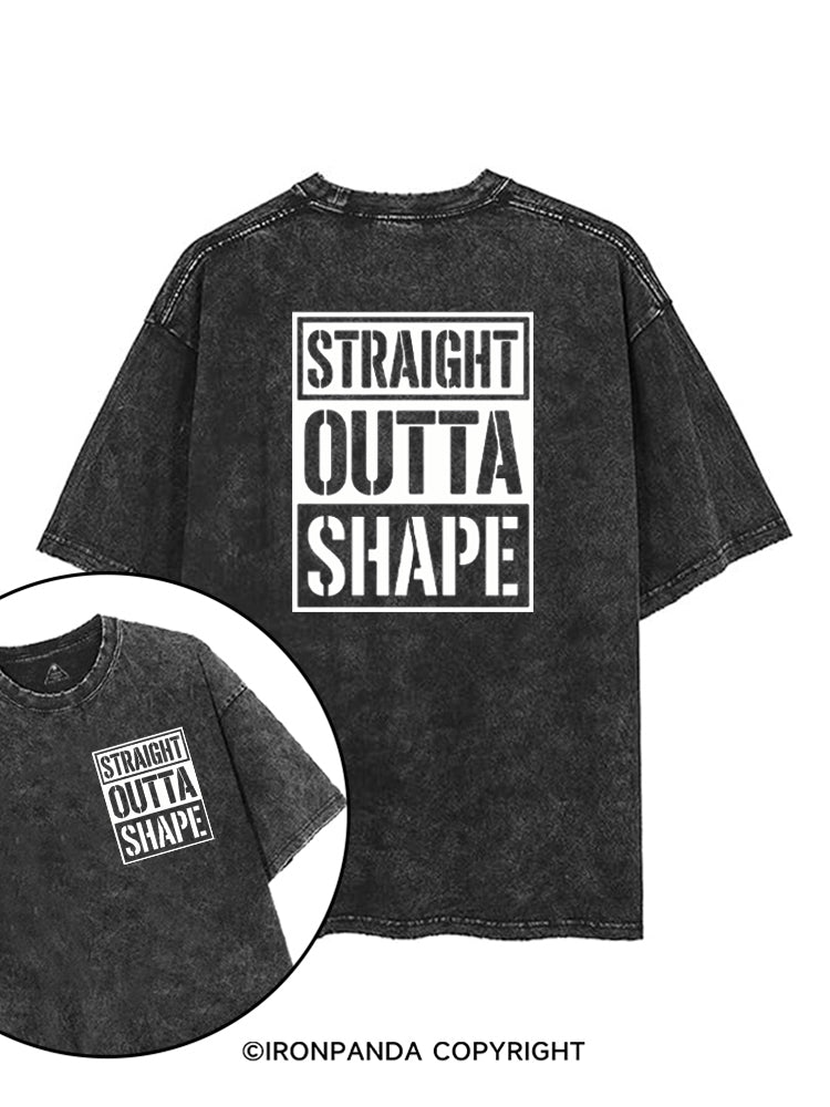 STRAIGHT OUTTA SHAPE printed Gym Shirt