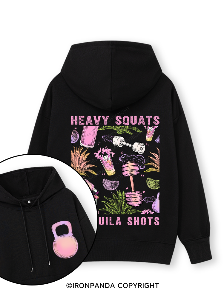 heavy squats & tequila shots Double-Sided Printed Classic Gym Hoodie