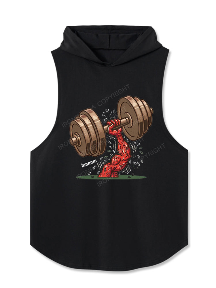 Hmmm Meme Weightlifting Dumbbell Hooded Tank