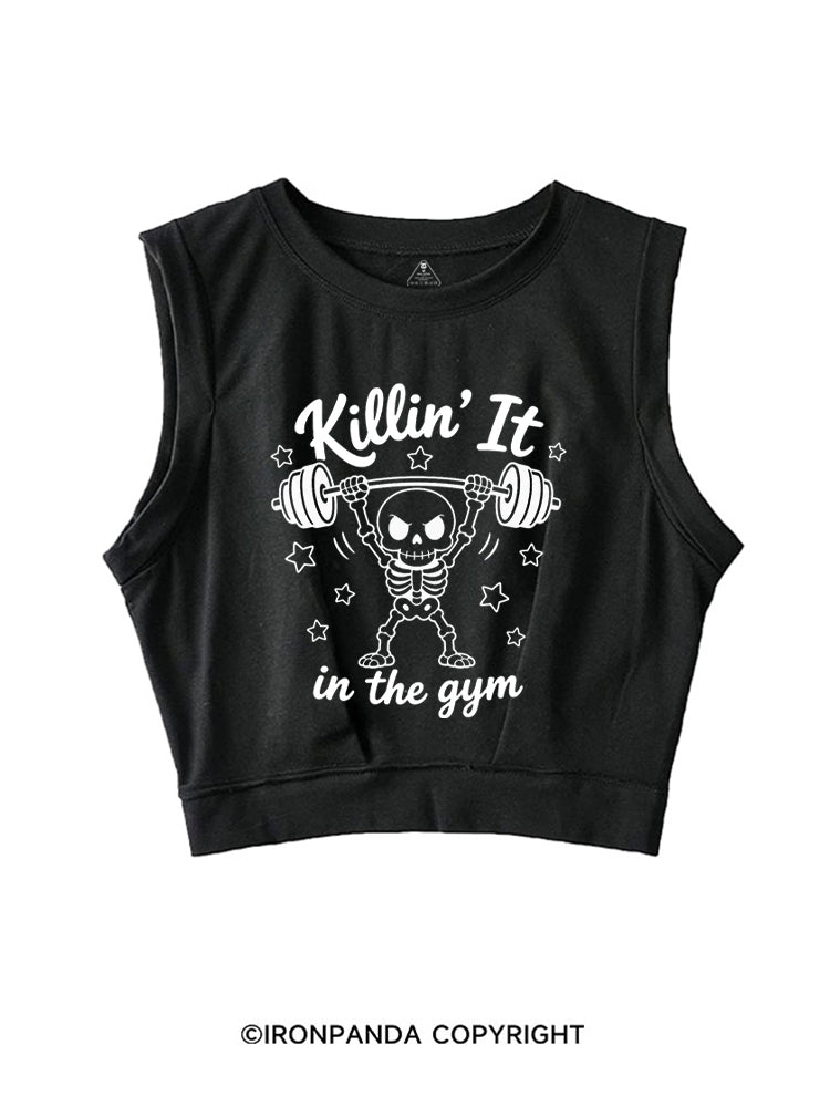 KILLIN' IT IN THE GYM SKELETON SLEEVELESS CROP TOPS