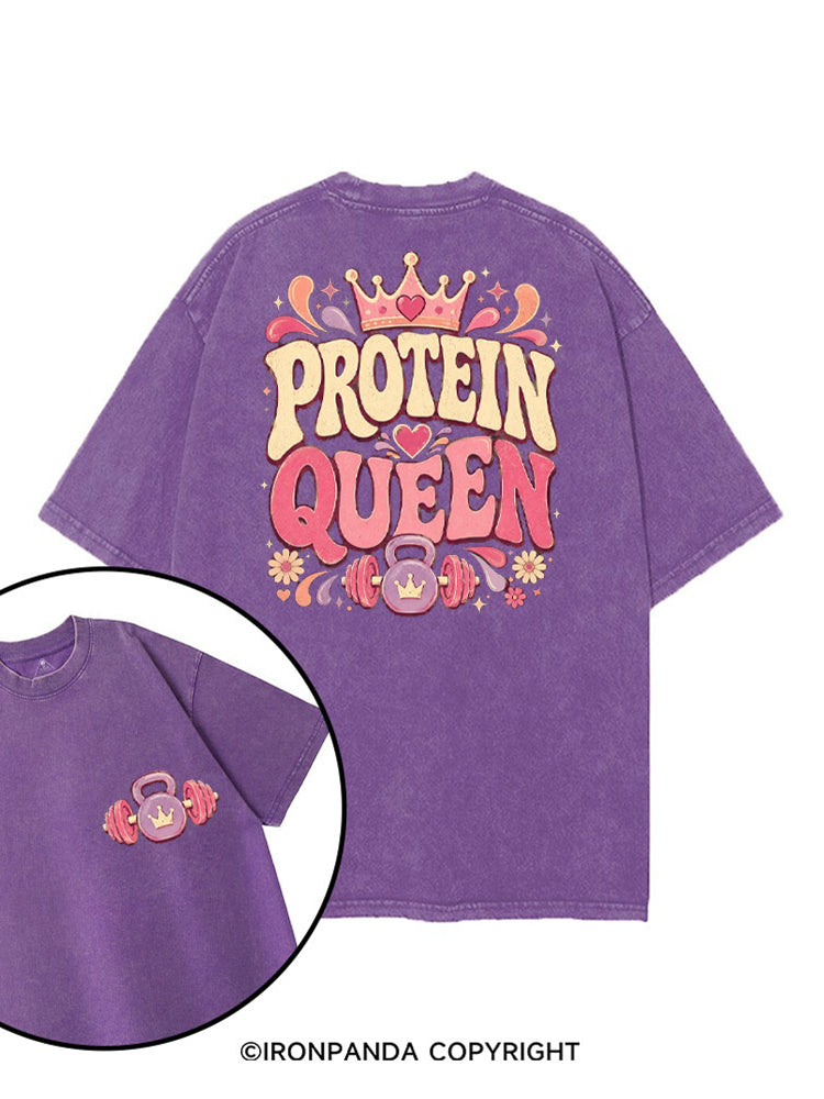 PROTEIN QUEEN FUNNY WORKOUT printed Gym Shirt