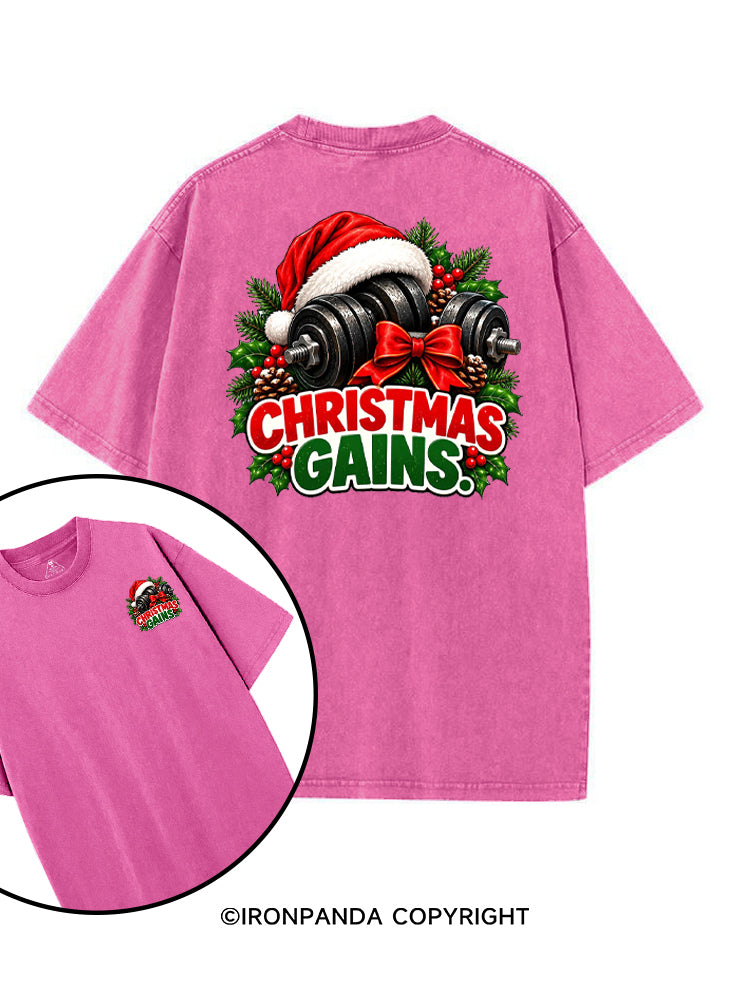 CHRISTMAS GAINS MERRY LIFTMAS printed Gym Shirt