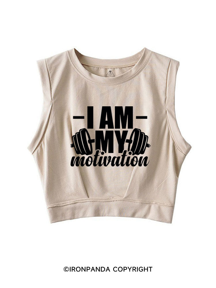 I AM MY MOTIVATION SLEEVELESS CROP TOPS
