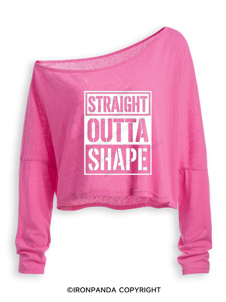 STRAIGHT OUTTA SHAPE Off Shoulder Long Sleeve Crop Top