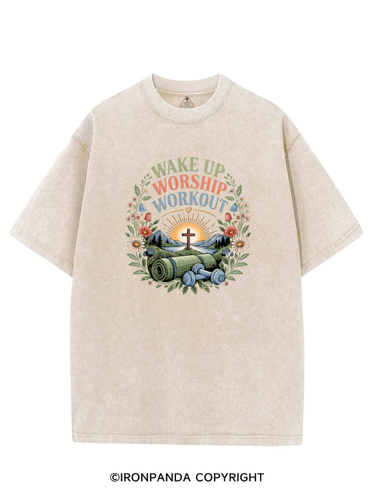 Wake Up Worship Workout Worship VINTAGE GYM SHIRT