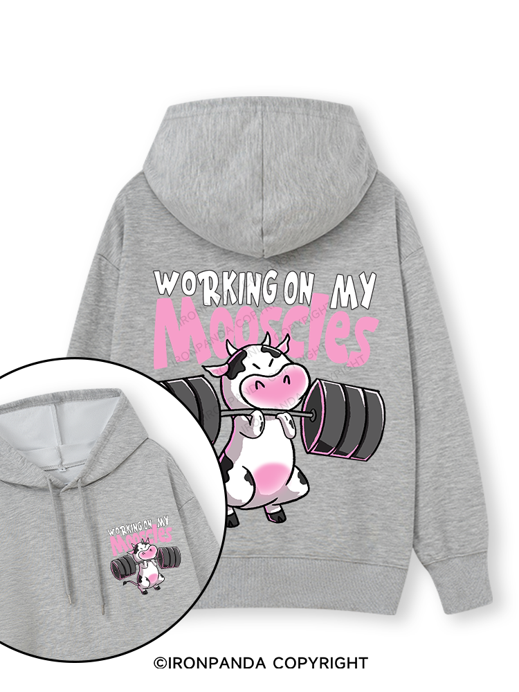 WORKING ON MY MOOSCLES Double-Sided Printed Classic Gym Hoodie