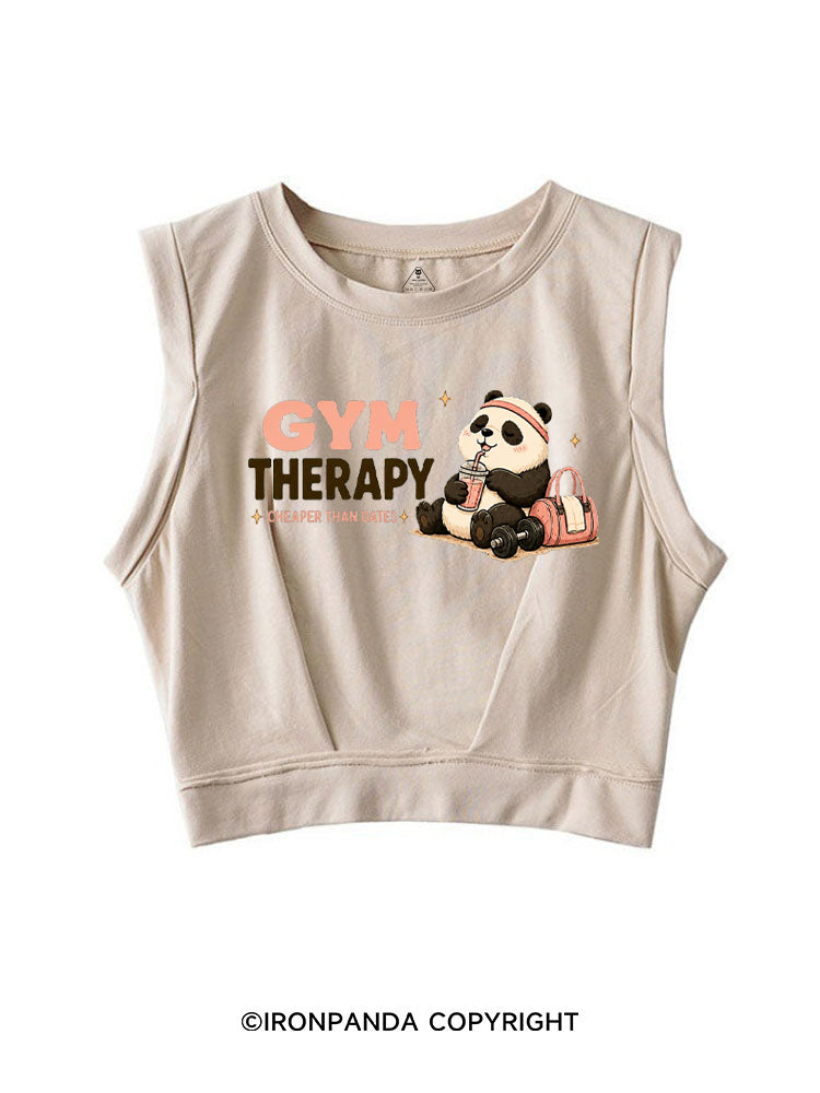 Gym Therapy Cheaper Than Dates SLEEVELESS CROP TOPS