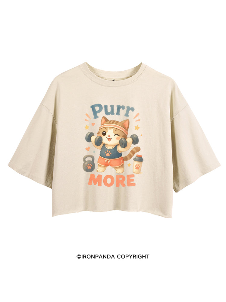 PURR MORE GYM KITTY CROP TOPS