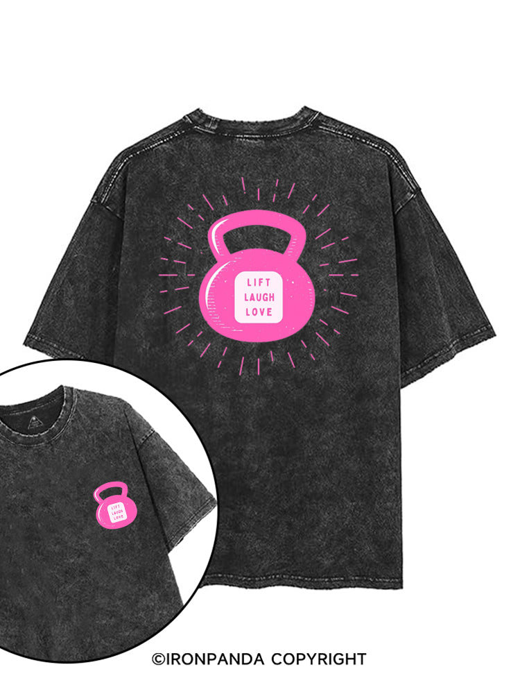 LIFT LAUGH LOVE GYM KETTLEBELL printed Gym Shirt