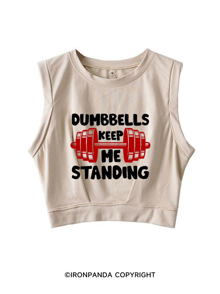 DUMBBELLS KEEP ME STANDING SLEEVELESS CROP TOPS