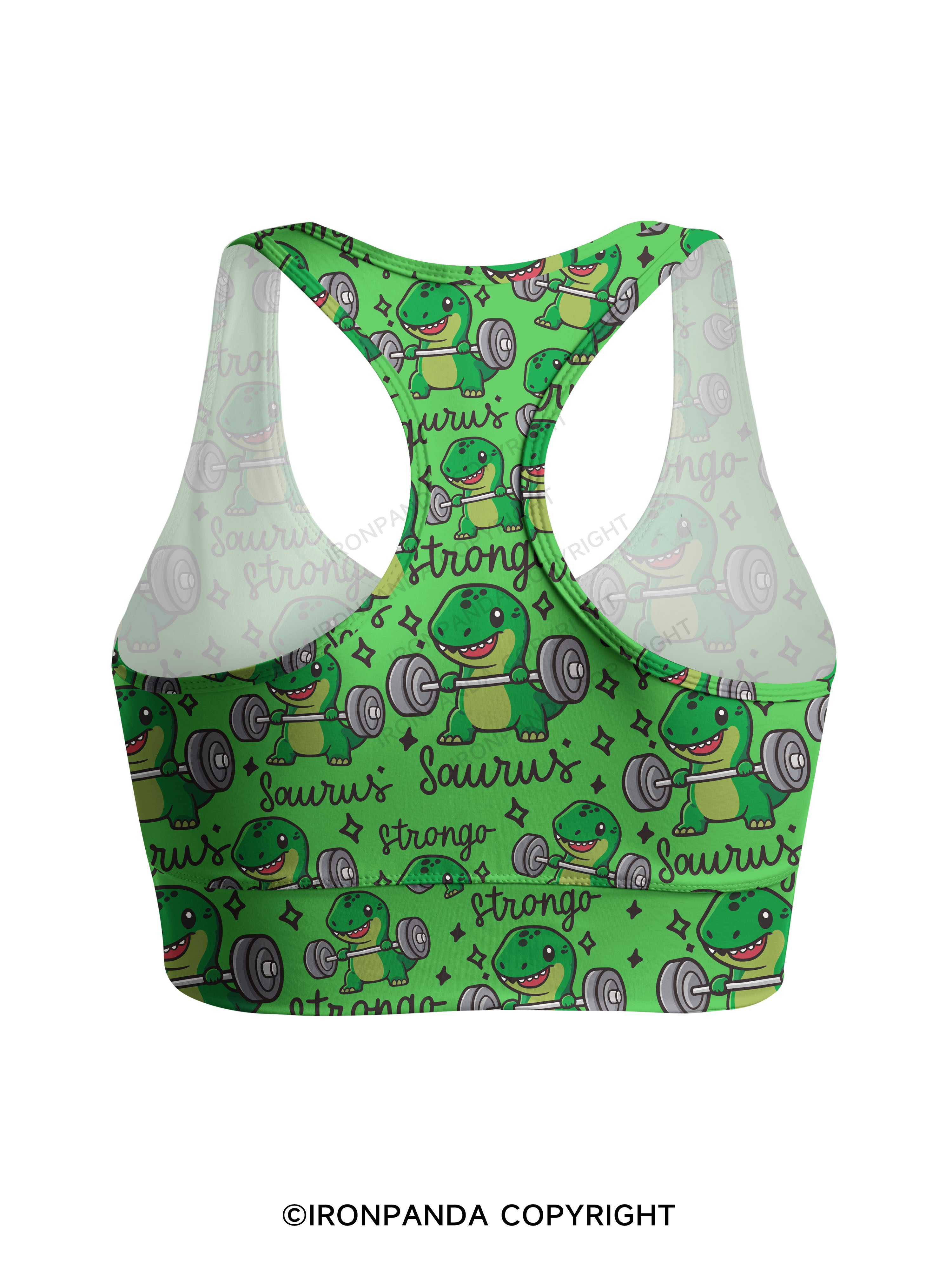 STRONGO SAURUS Racerback Sports Bra
