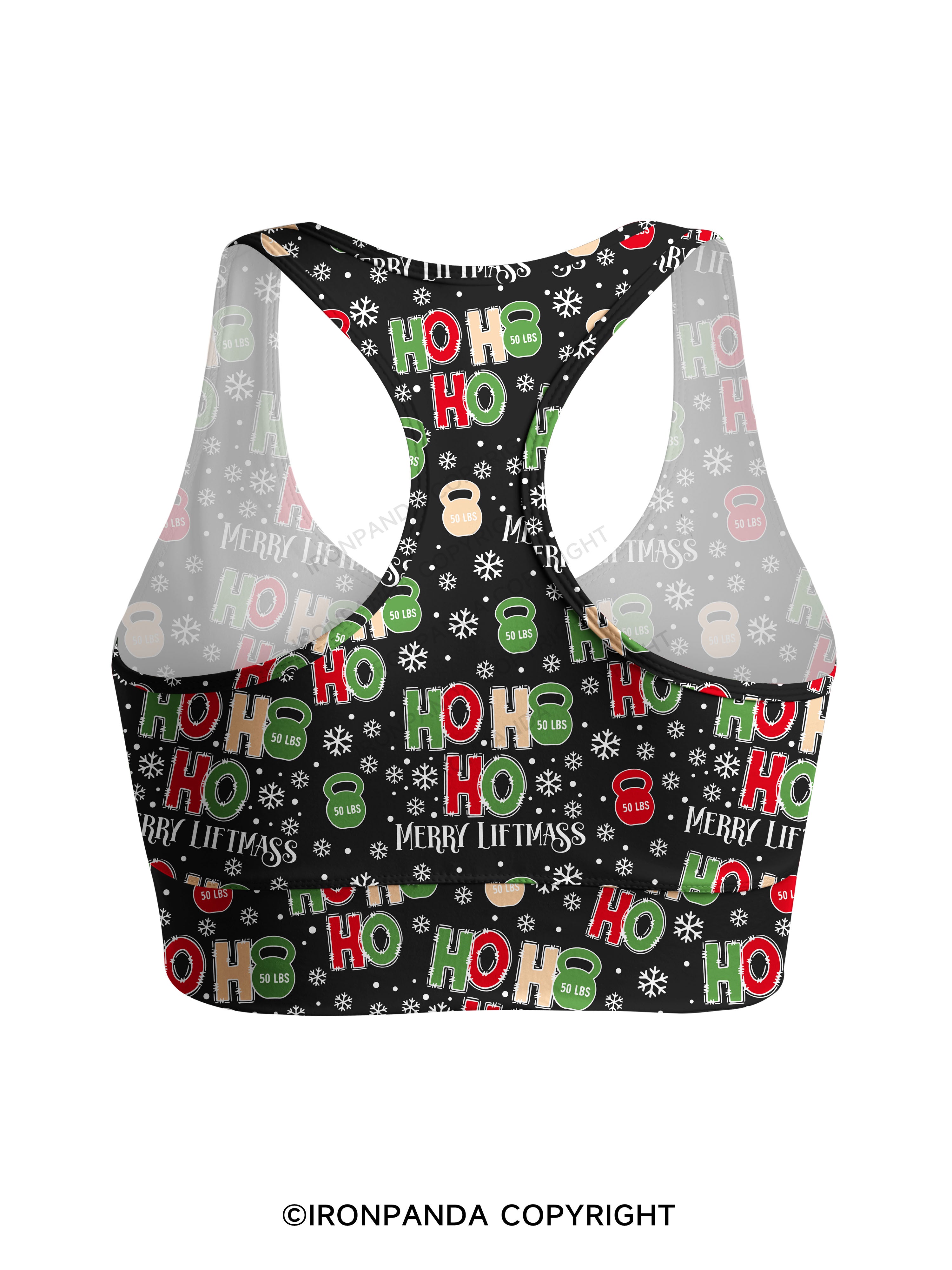 HOHOHO MERRY LIFTMASS Racerback Sports Bra