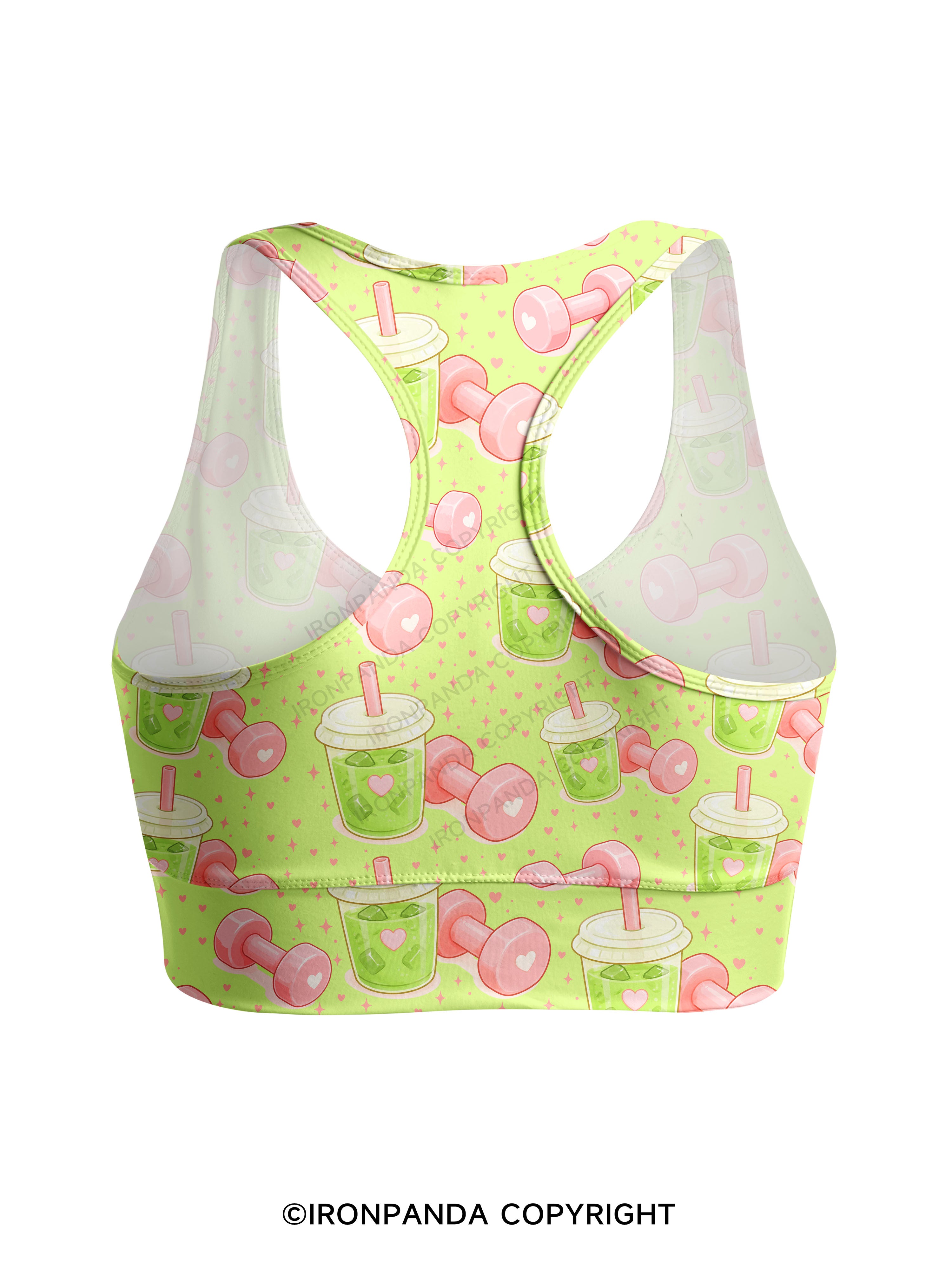MATCHA & DUMBBELLS Racerback Sports Bra