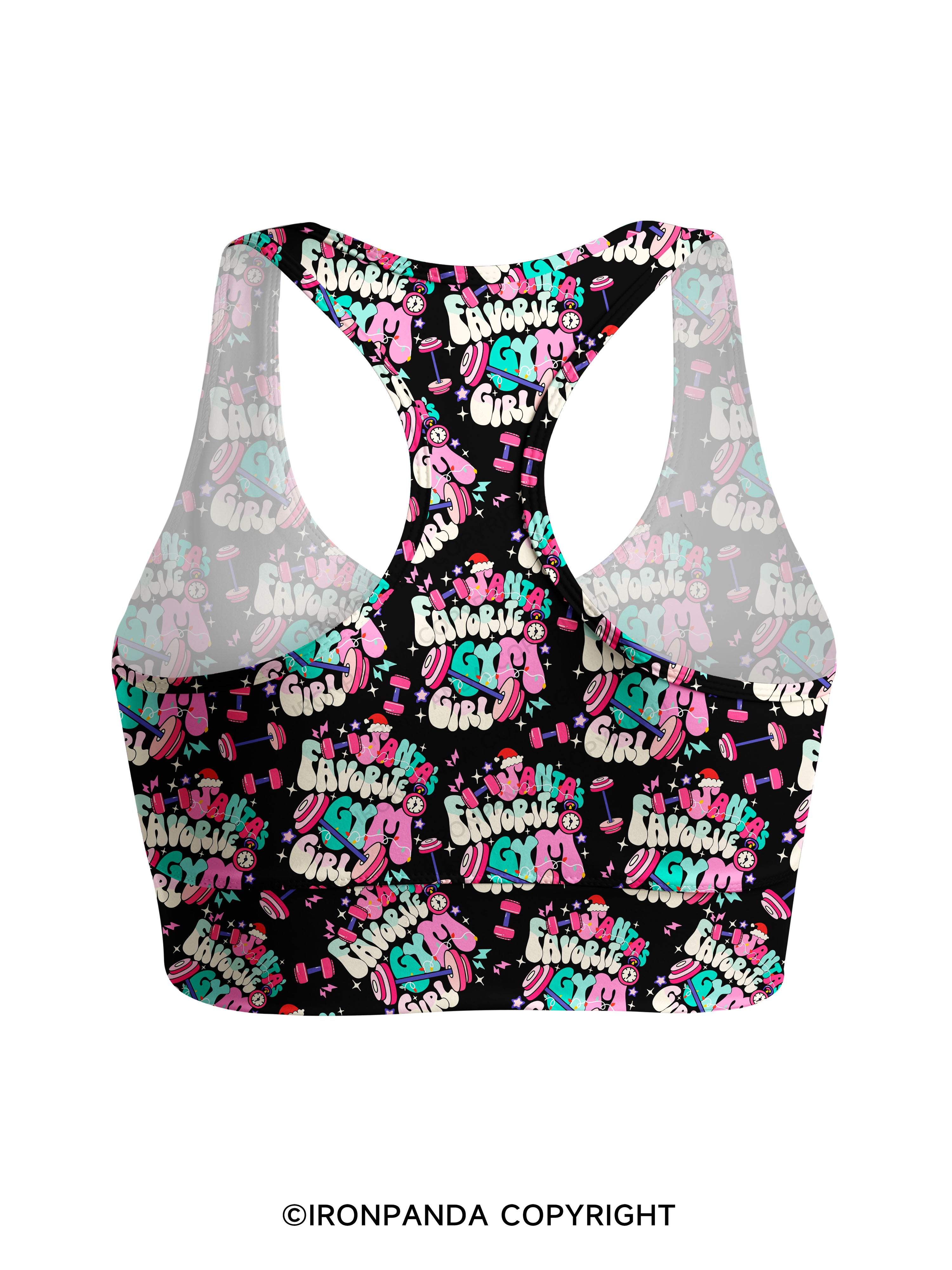 Santa Favorite Gym Girl Racerback Sports Bra
