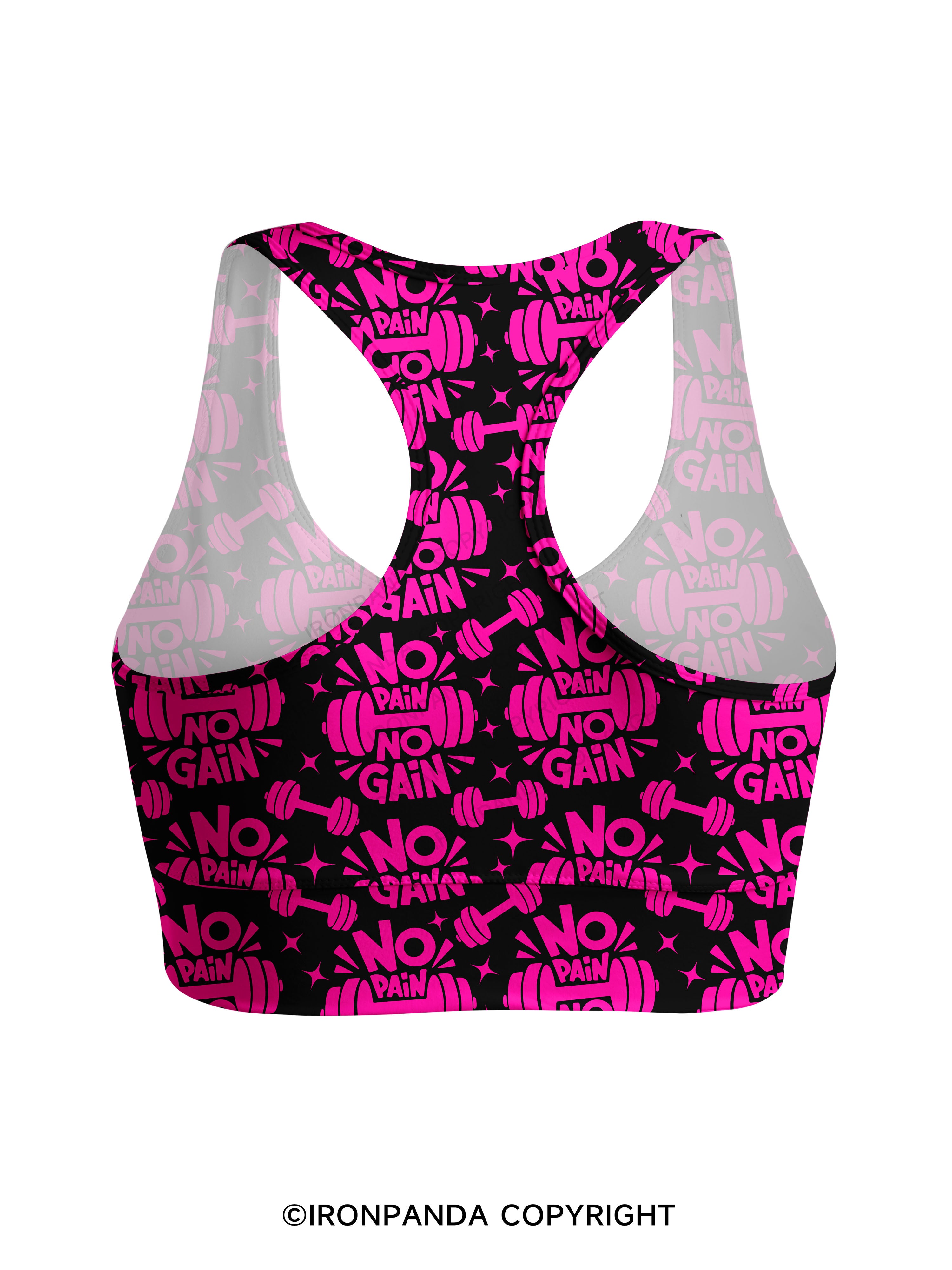 No Pain No Gain Racerback Sports Bra