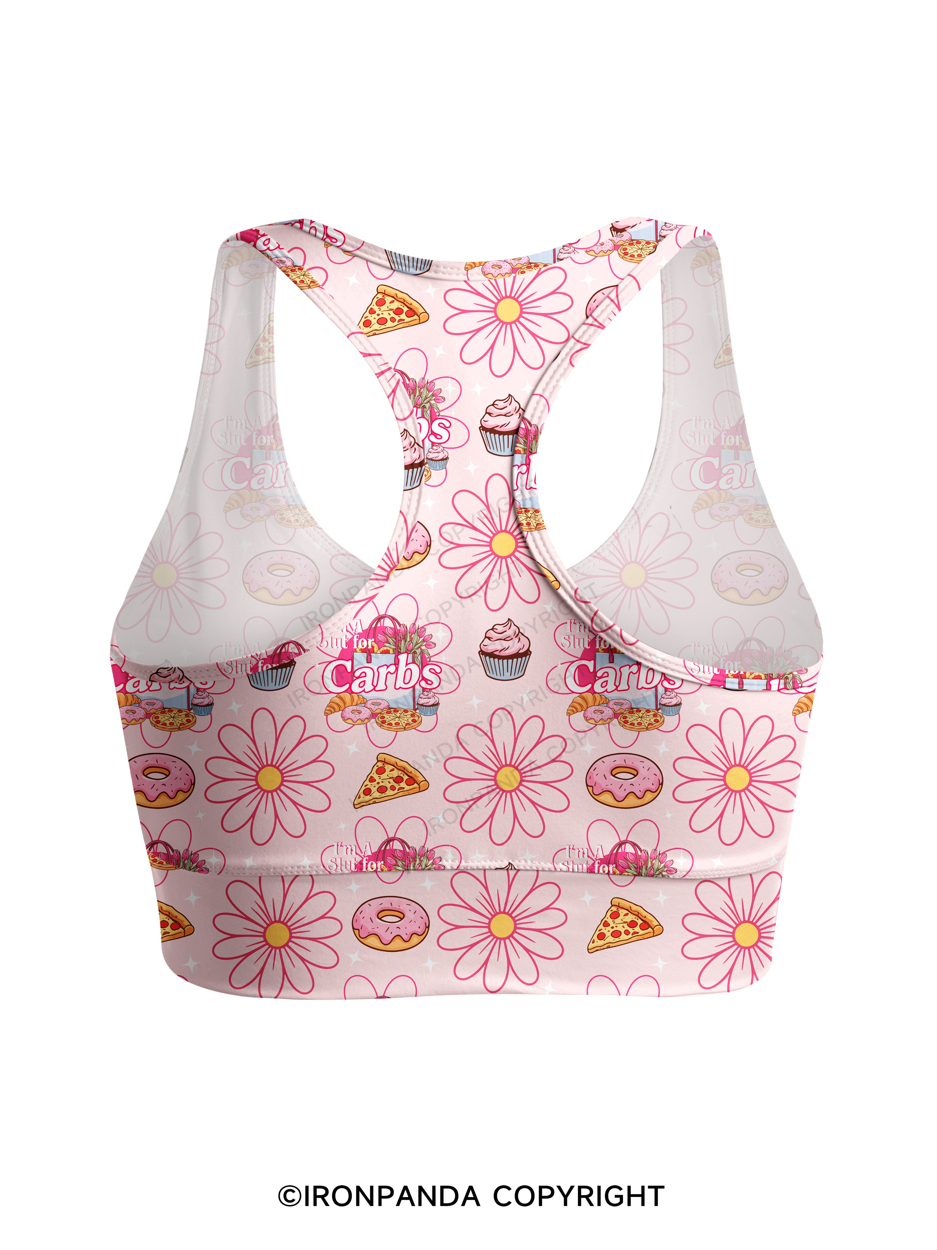 I'M A SLUT FOR CARBS Racerback Sports Bra