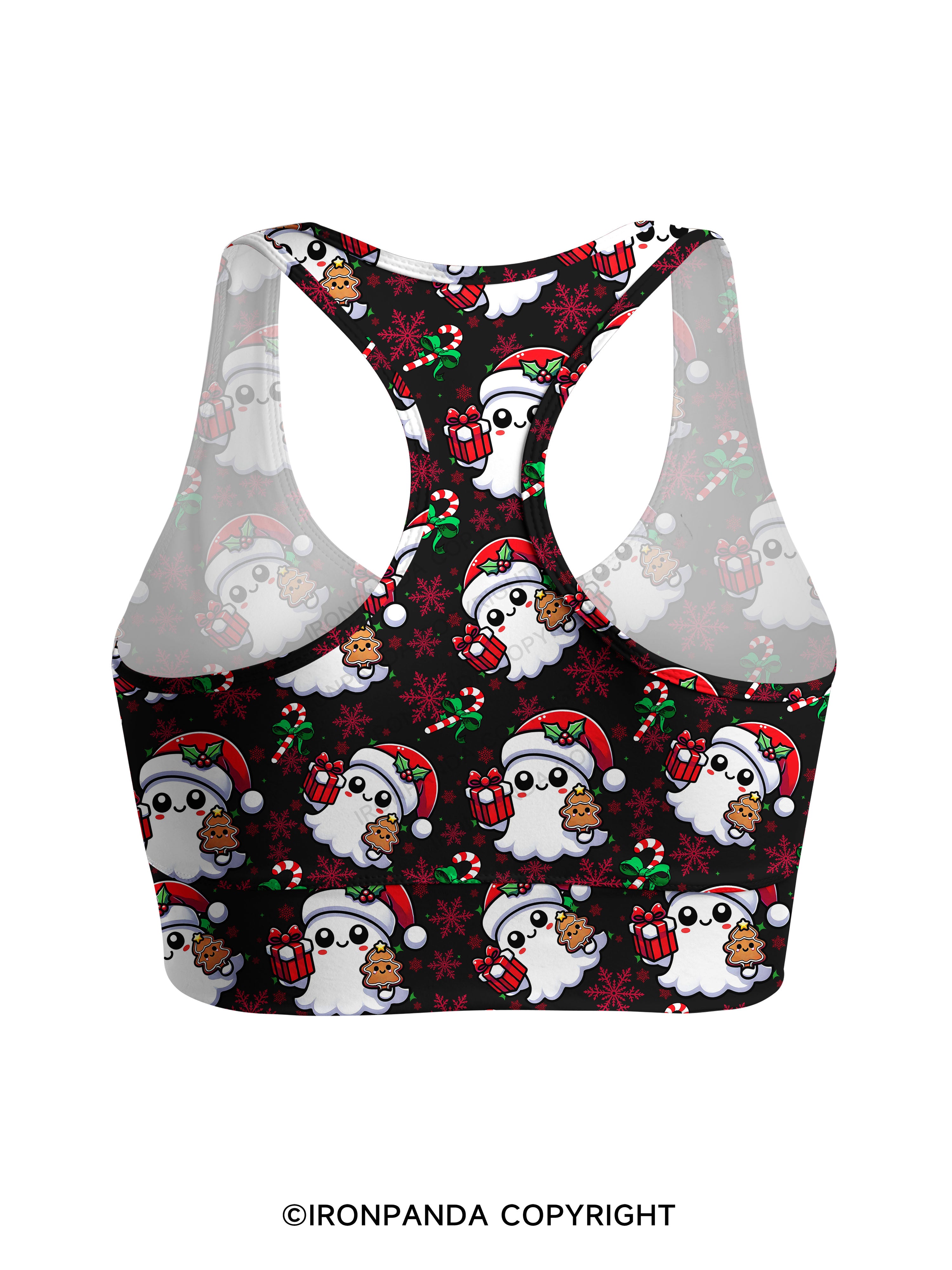 SPOOKY SPIRITS SPREADING CHRISTMAS CHEER! Racerback Sports Bra